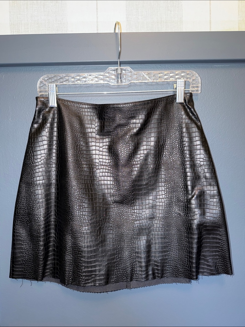 Faux Croc Black Mini Skirt